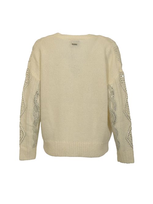 Cardigan luxury con trecce in misto lana Latte NO SECRETS | 253NS133LATTE